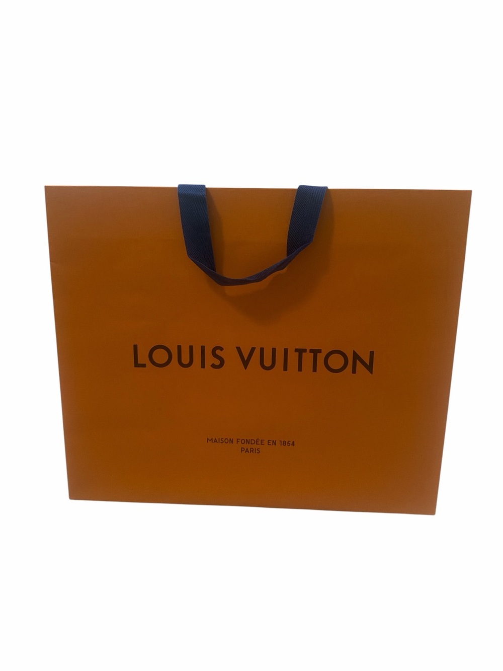 Louis Vuitton Orange Shopping Gift Bag w/ Blue Handles 19” x 16” Display Storage